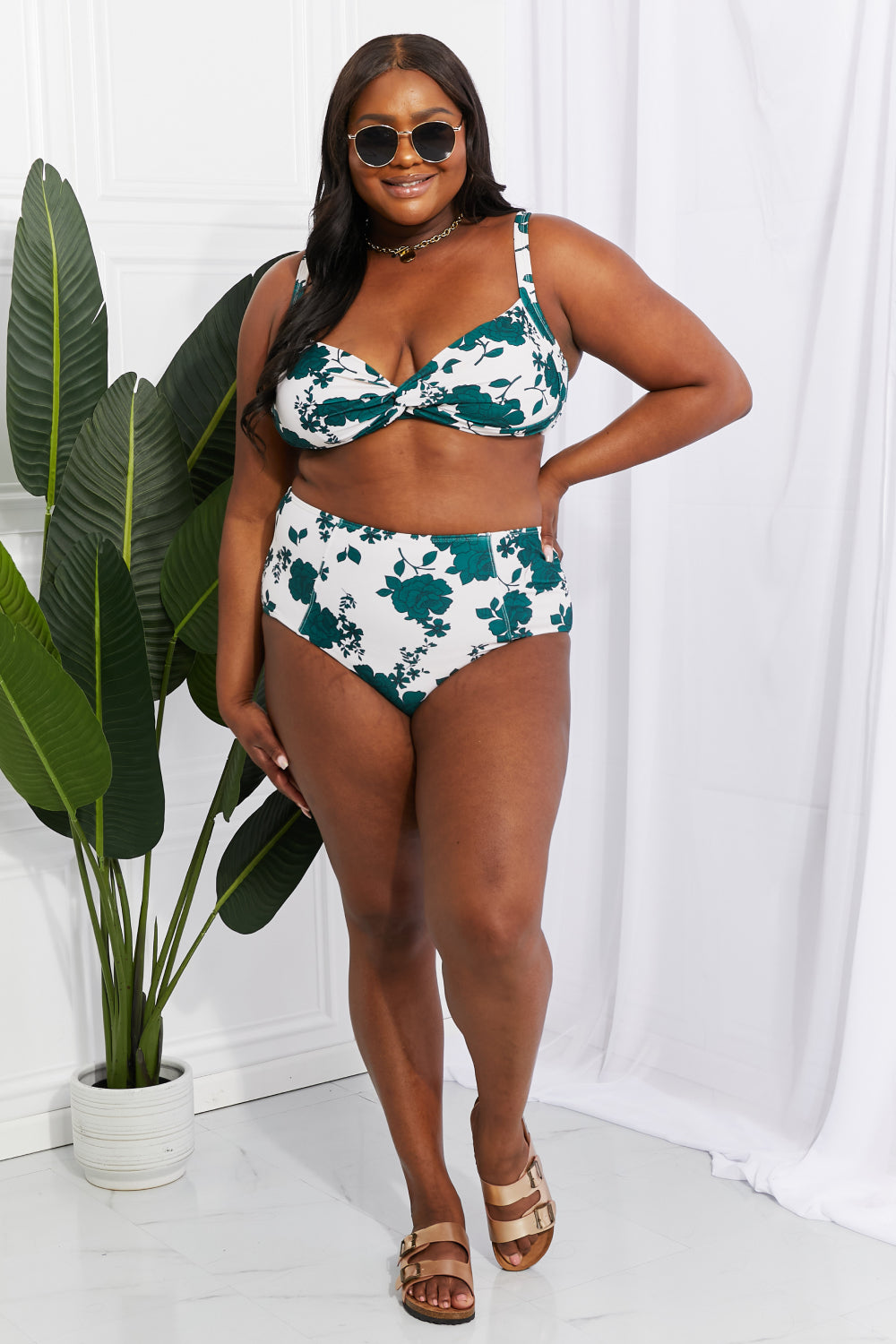 Marina West Swim Take A Dip Twist High-Rise Bikini in Forest - nailedmoms