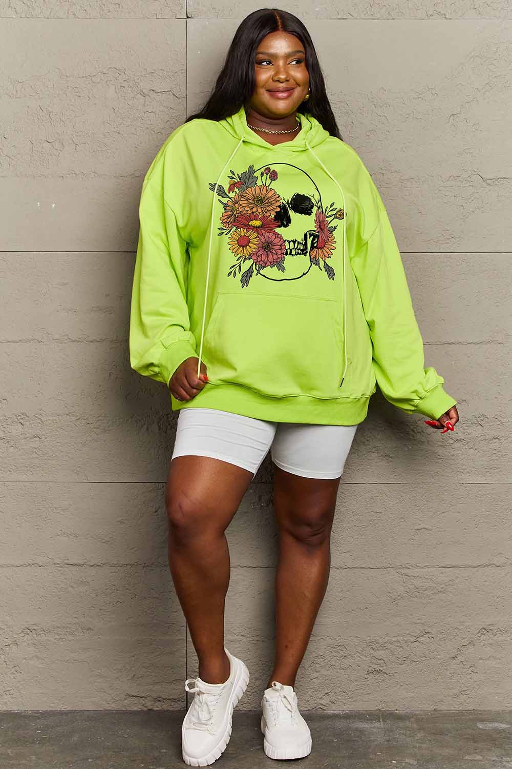 Simply Love Simply Love Full Size Floral Skull Graphic Hoodie - nailedmoms