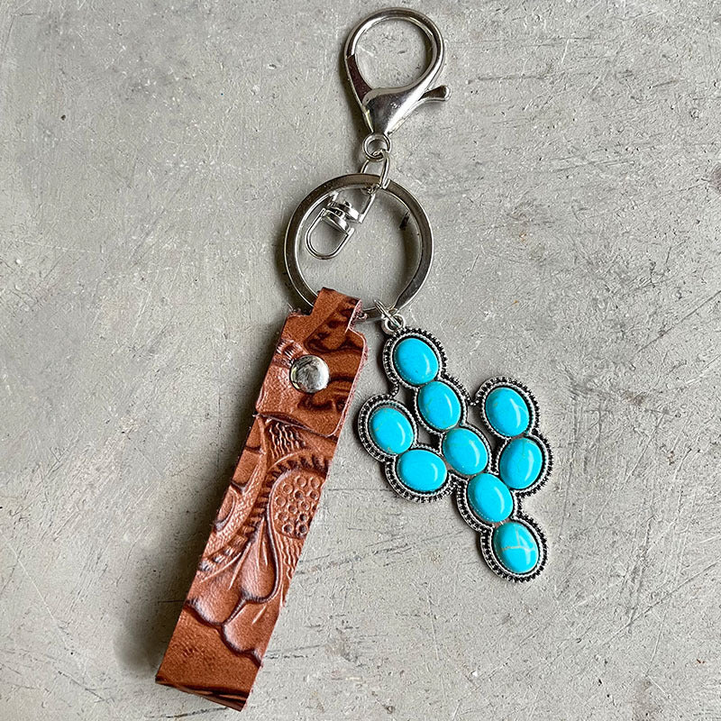 Turquoise Genuine Leather Key Chain - nailedmoms
