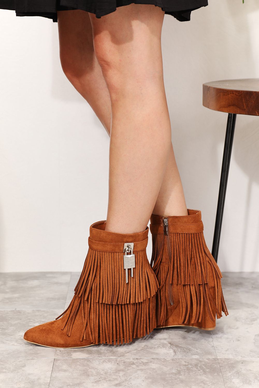Legend Women's Tassel Wedge Heel Ankle Booties - nailedmoms