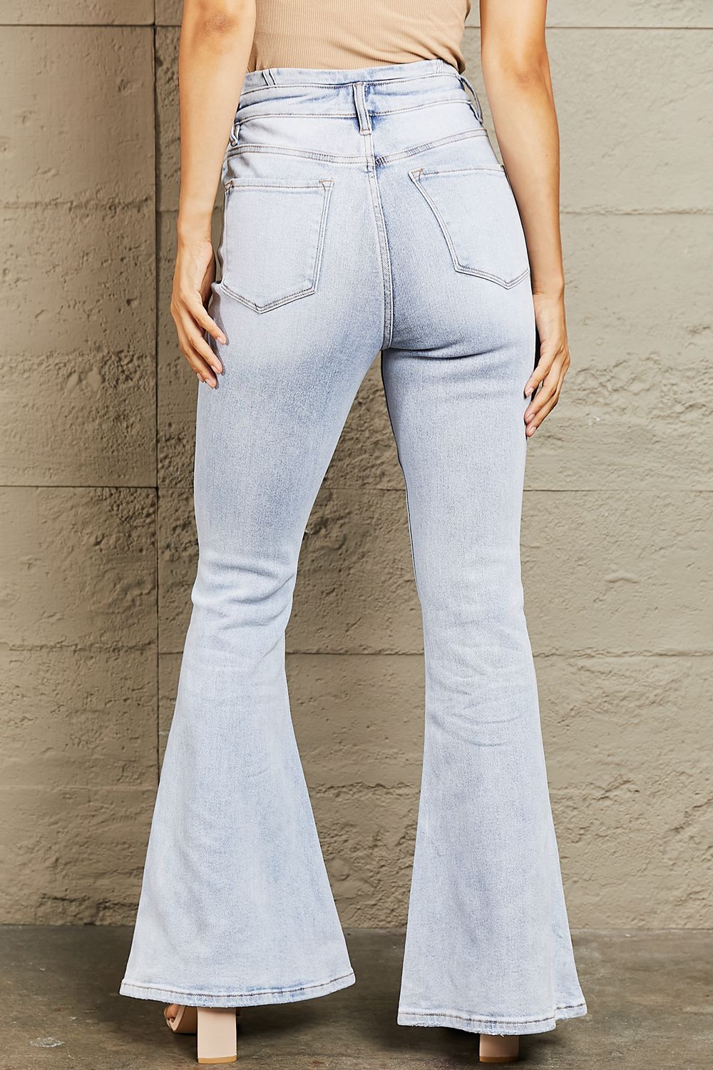 BAYEAS High Waisted Button Fly Flare Jeans - nailedmoms