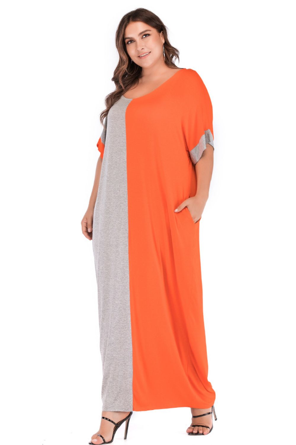 Plus Size Color Block Tee Dress with Pockets - nailedmoms