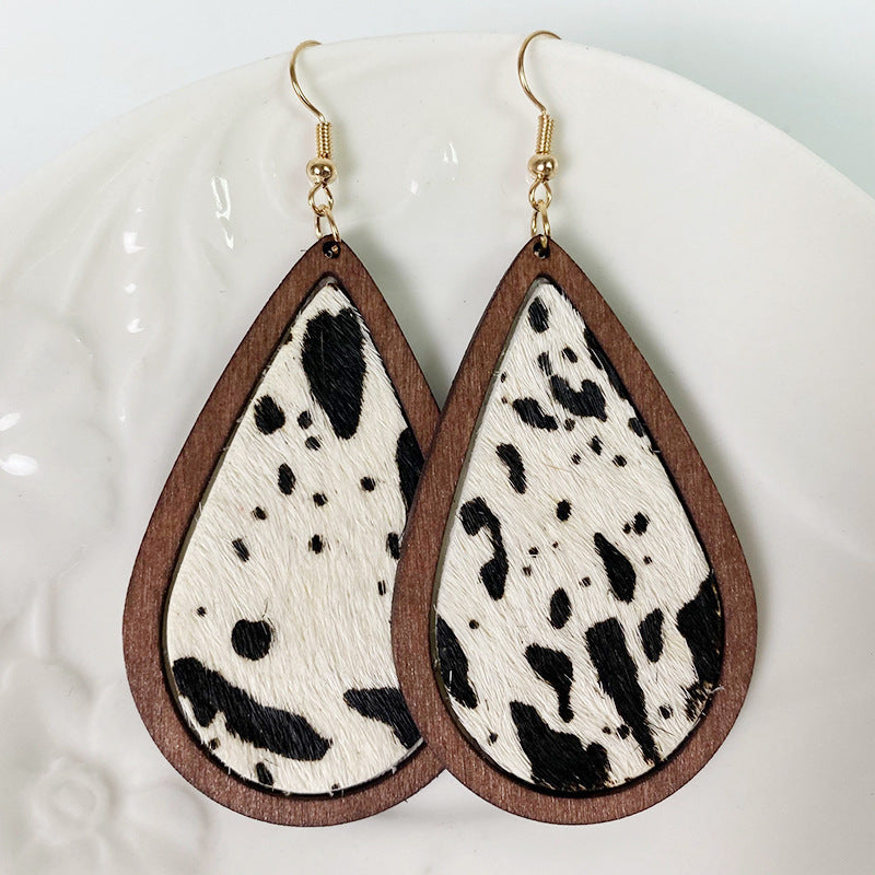 Teardrop Shape Wooden Dangle Earrings - nailedmoms