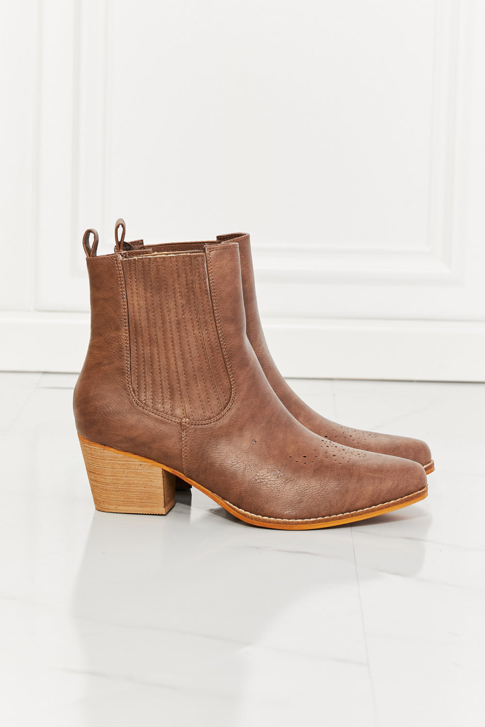 MMShoes Love the Journey Stacked Heel Chelsea Boot in Chestnut - nailedmoms
