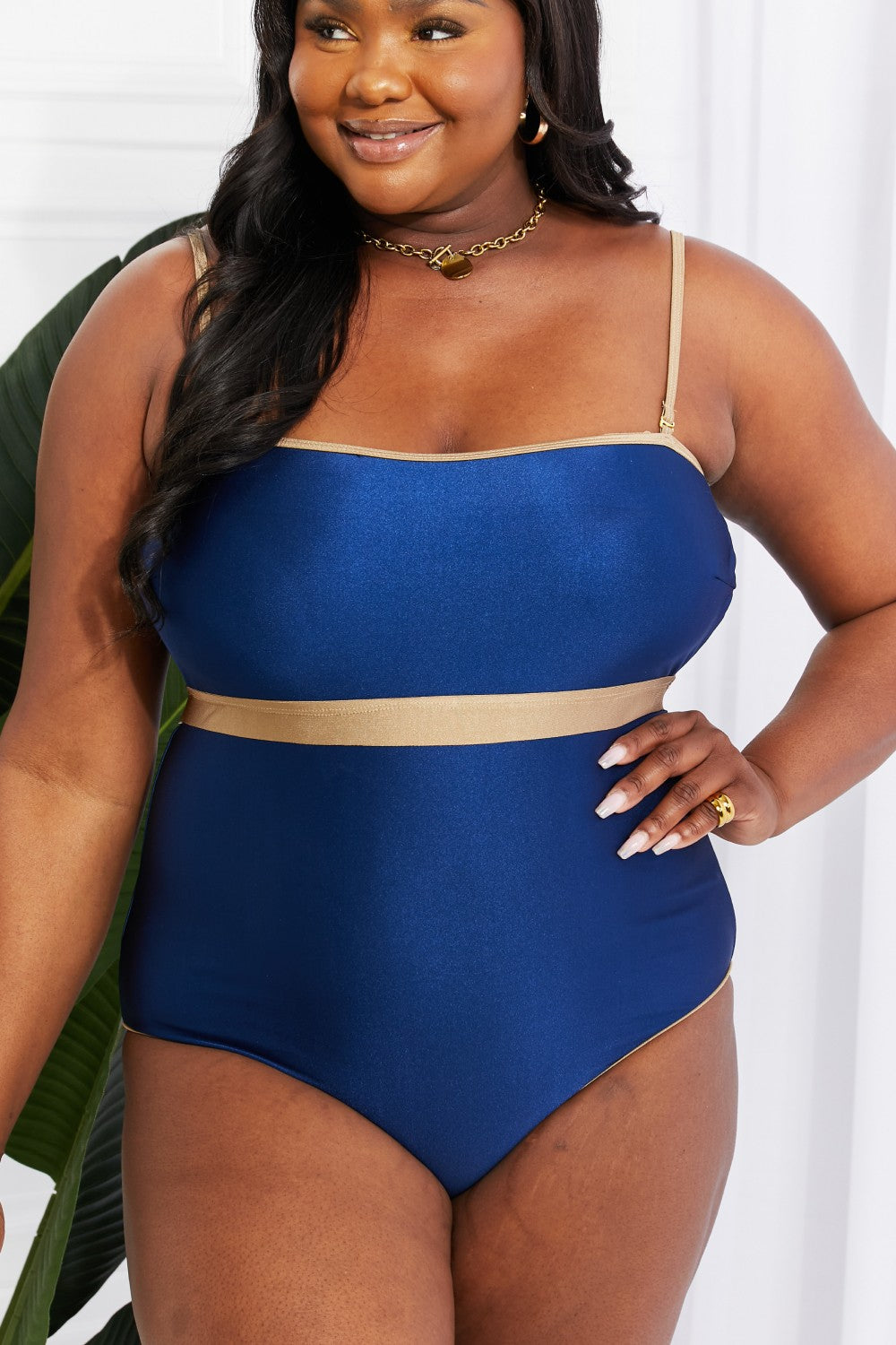 Marina West Swim Wave Break Contrast Trim One-Piece - nailedmoms