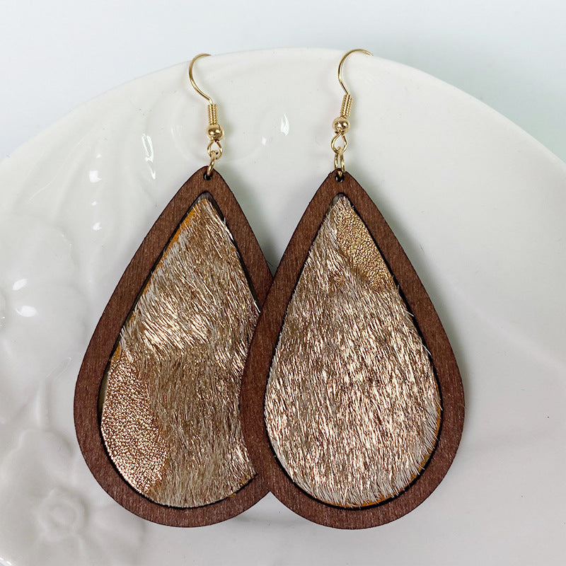Teardrop Shape Wooden Dangle Earrings - nailedmoms