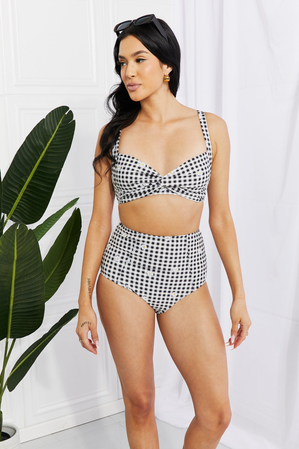 Marina West Swim Take A Dip Twist High-Rise Bikini in Black - nailedmoms
