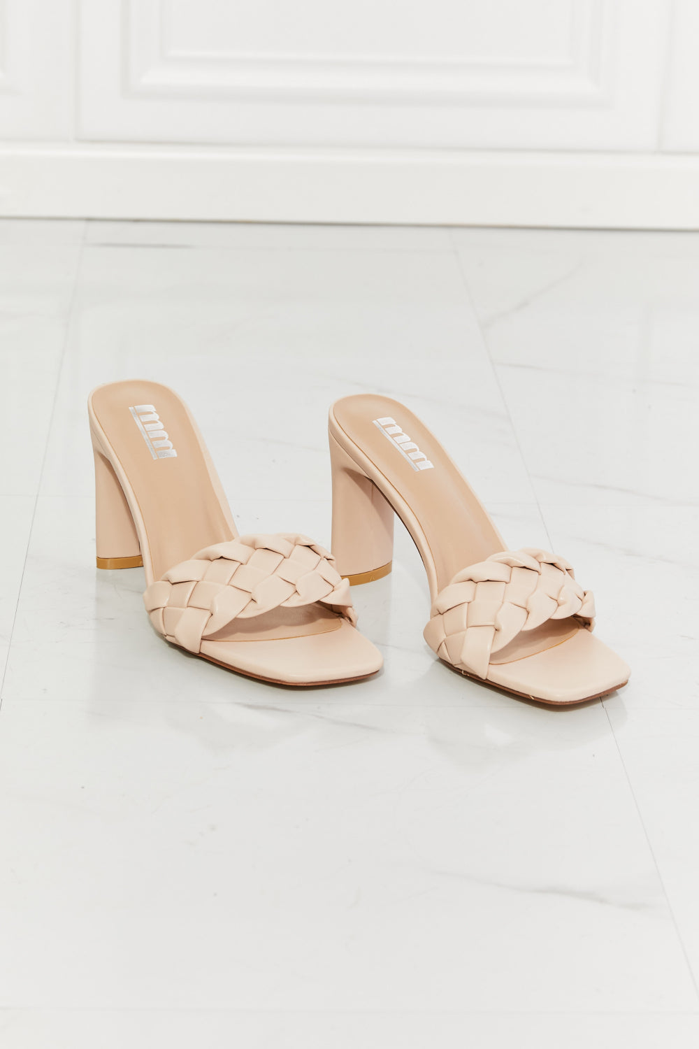 MMShoes Top of the World Braided Block Heel Sandals in Beige - nailedmoms
