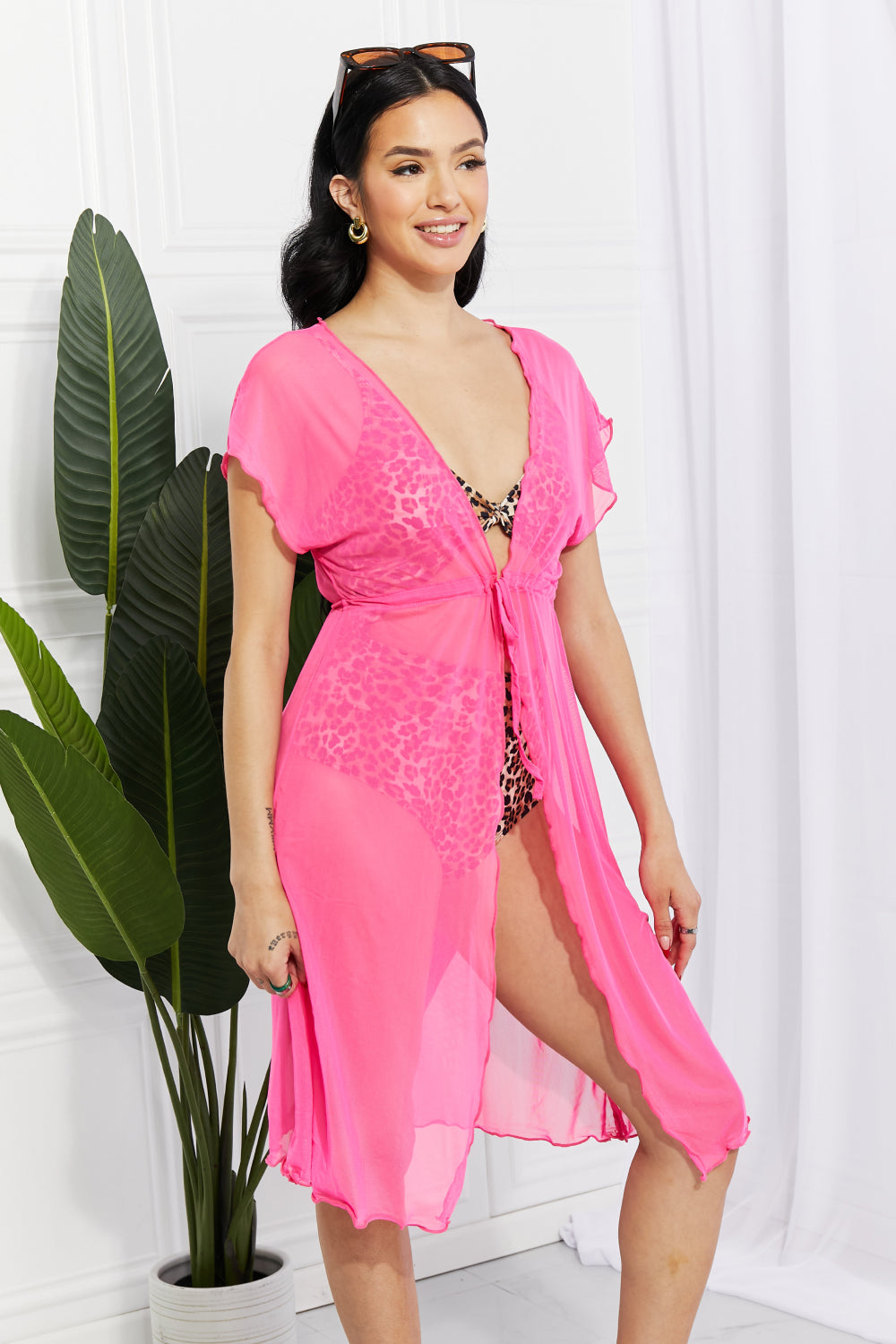 Marina West Swim Pool Day Mesh Tie-Front Cover-Up - nailedmoms