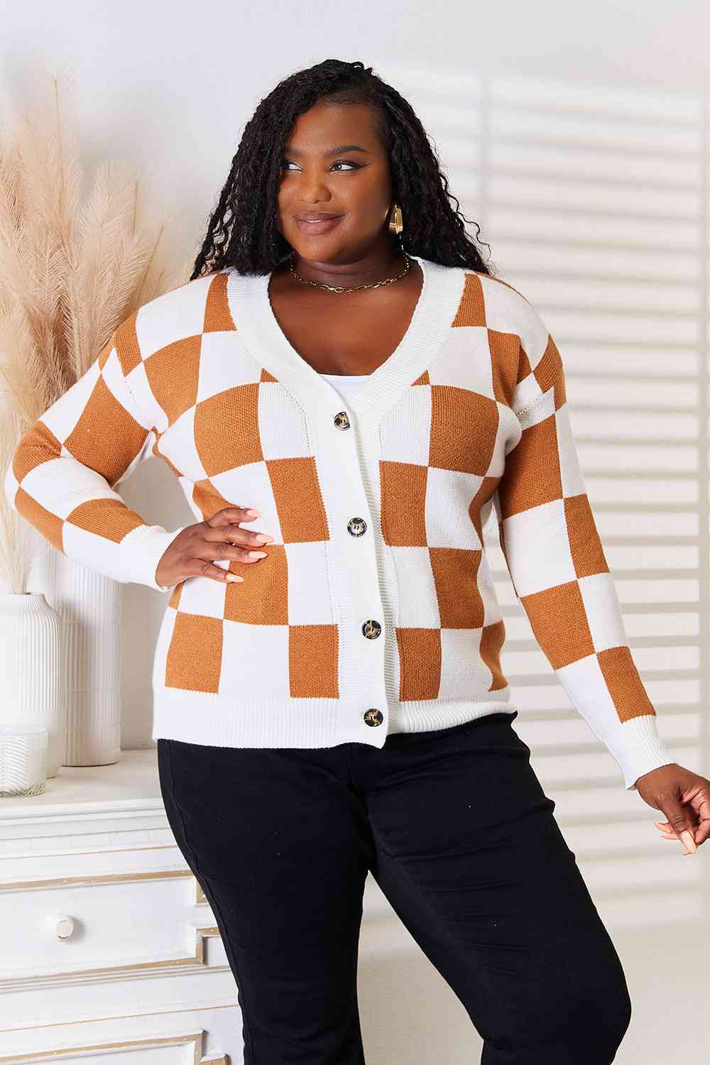 Double Take Button-Up V-Neck Dropped Shoulder Cardigan - nailedmoms