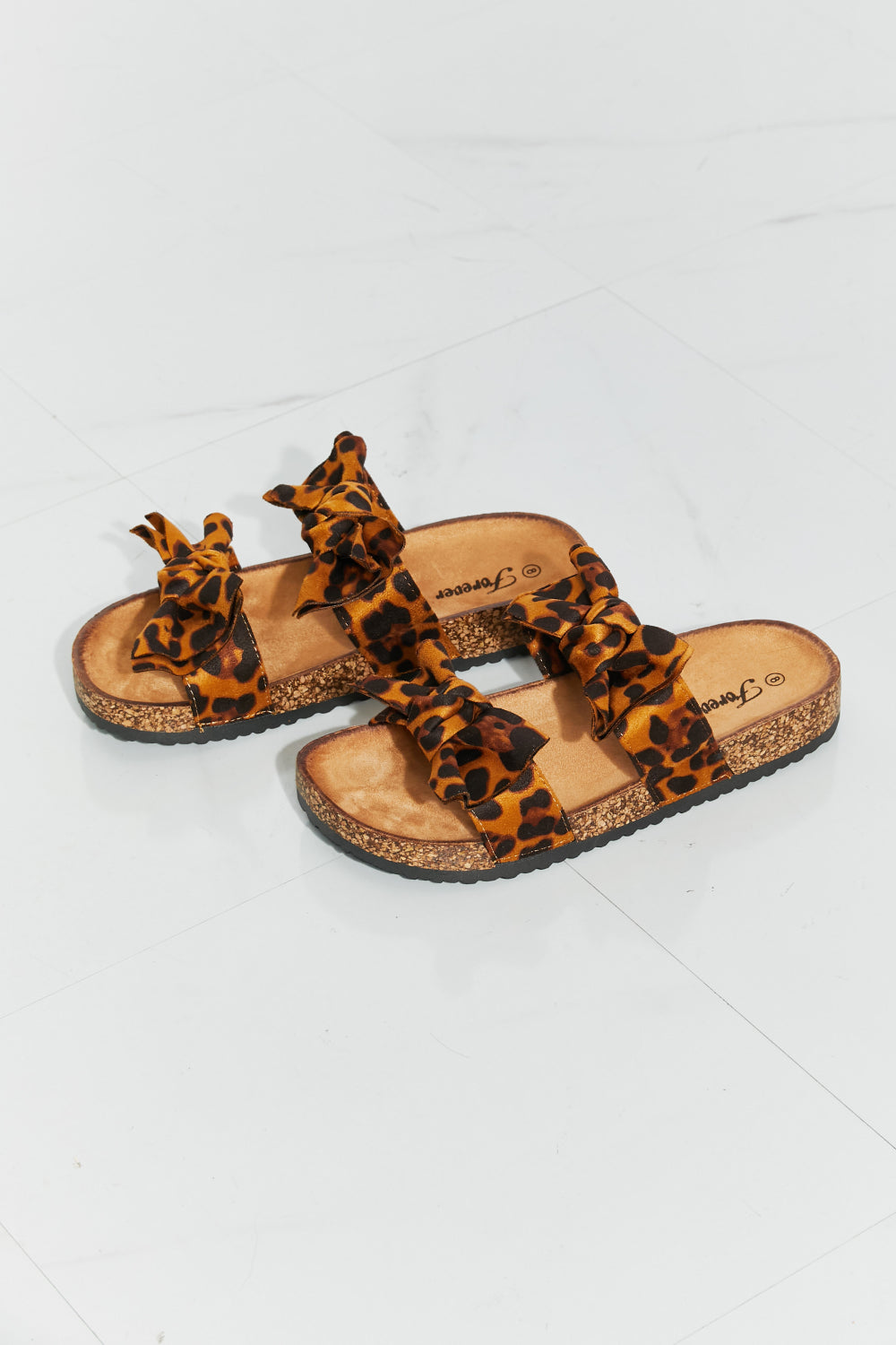 Forever Link Fiercely Feminine Leopard Bow Slide Sandals - nailedmoms