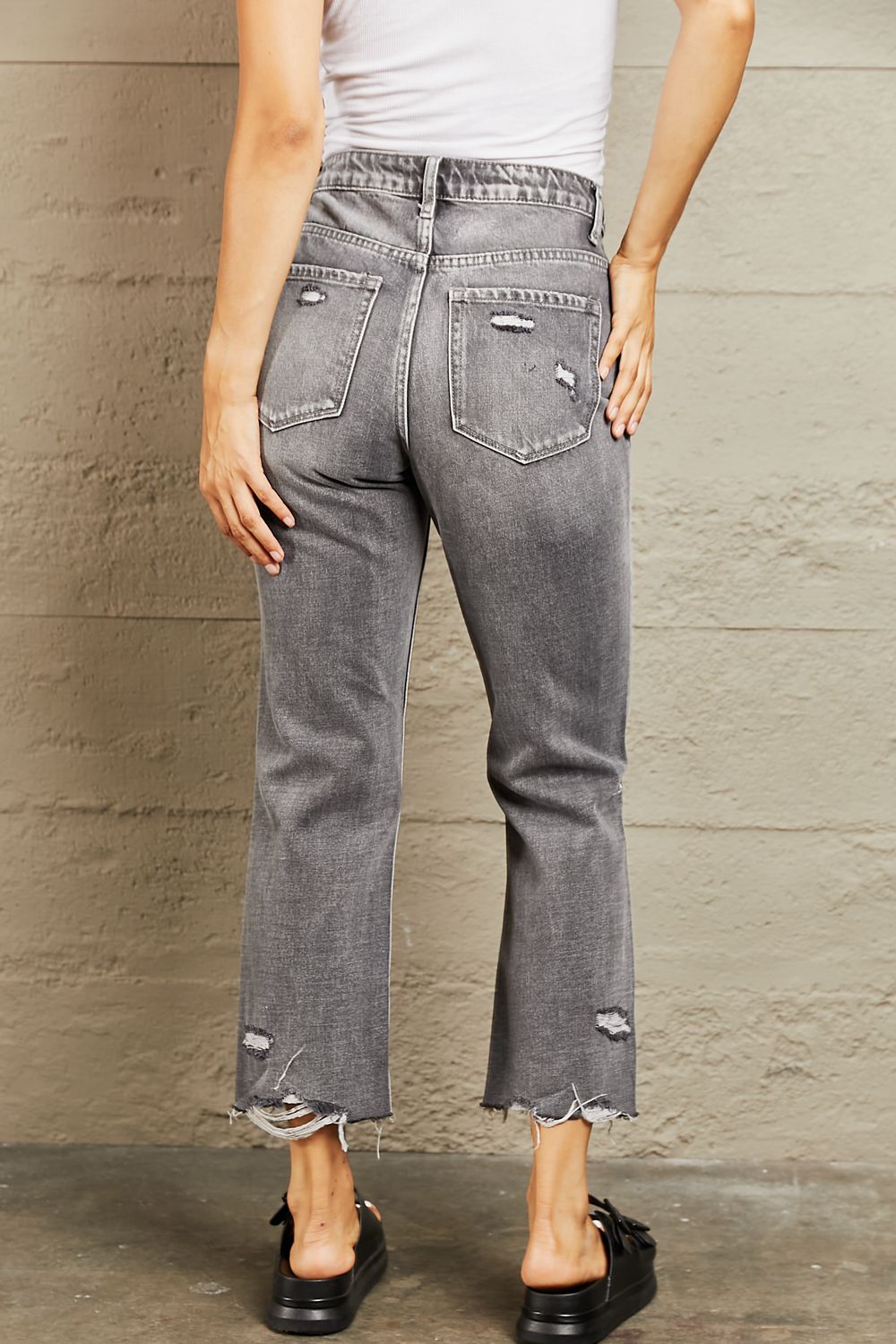 BAYEAS Mid Rise Distressed Cropped Dad Jeans - nailedmoms