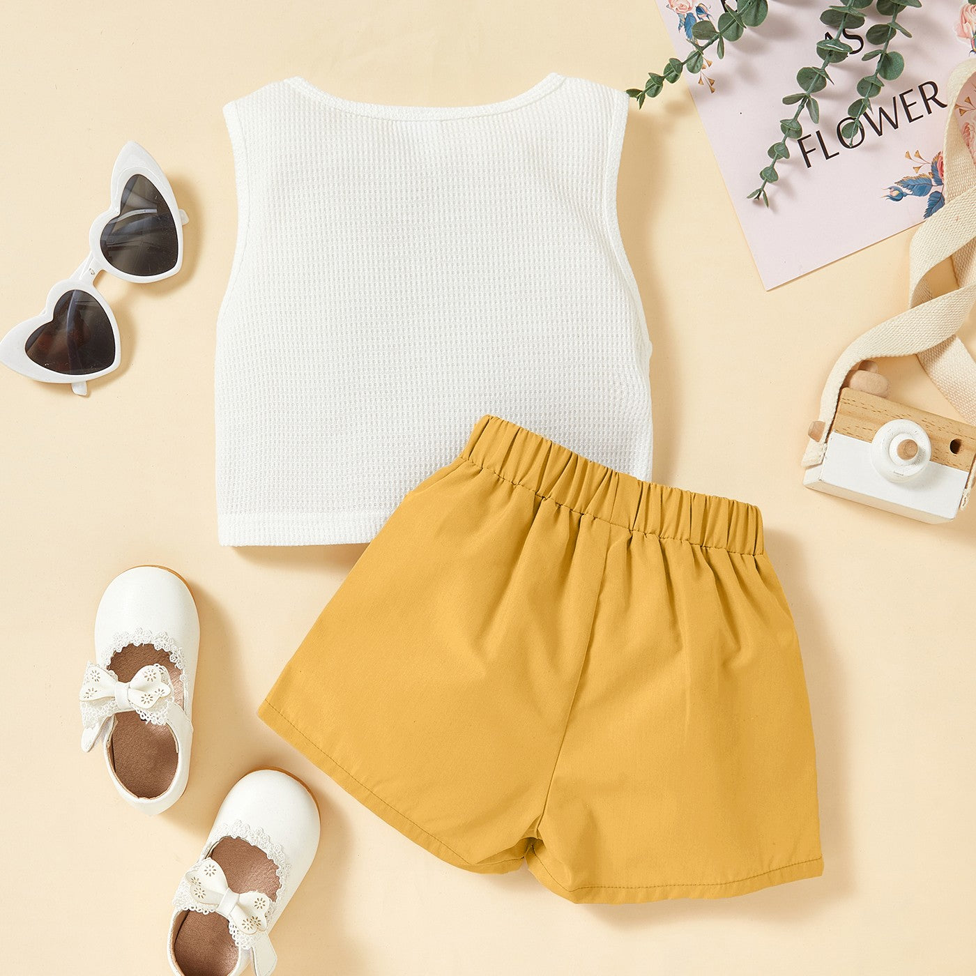 Kids Twist Front Waffle-Knit Tank and Shorts Set - nailedmoms