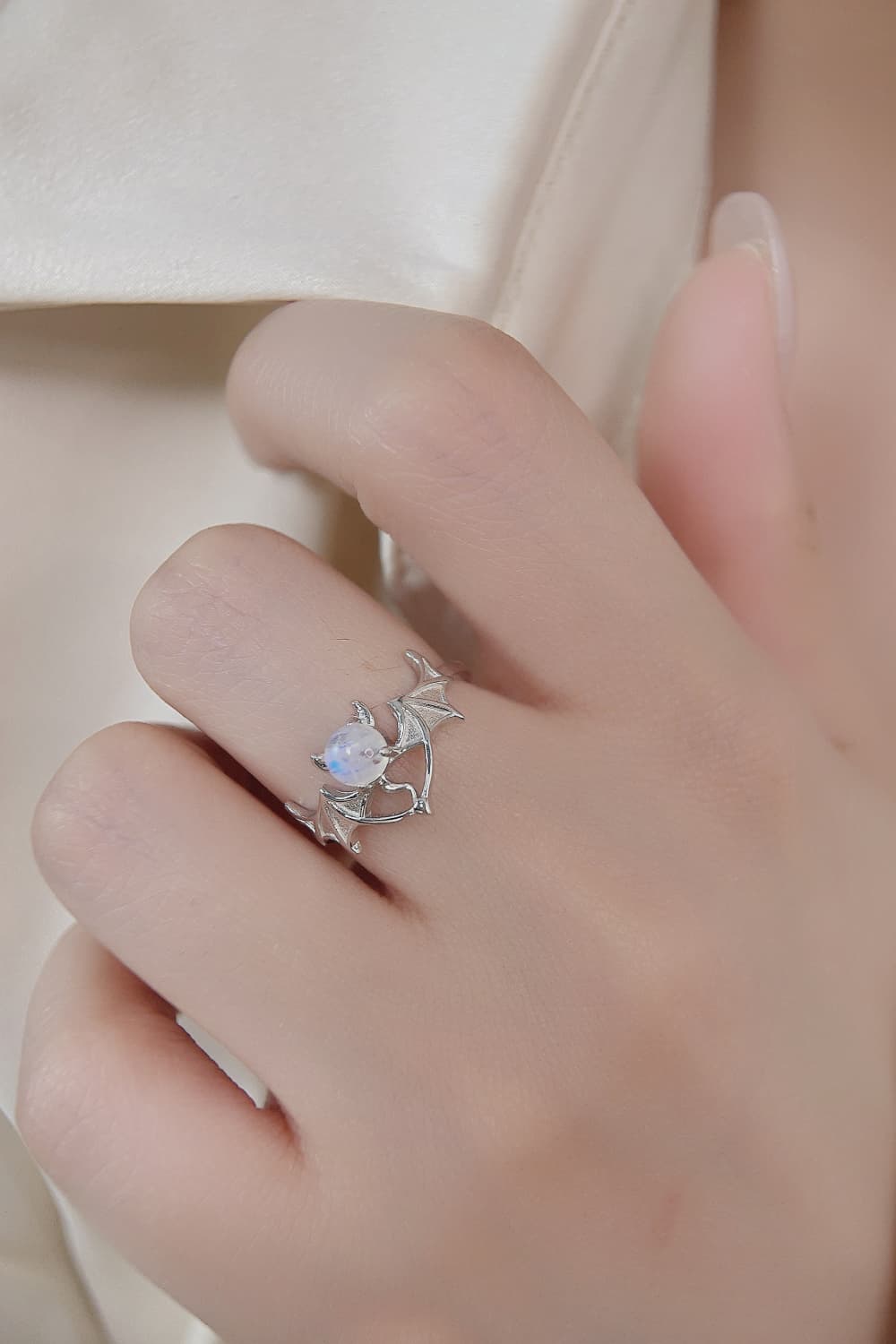 Moonstone Bat 925 Sterling Silver Ring - nailedmoms