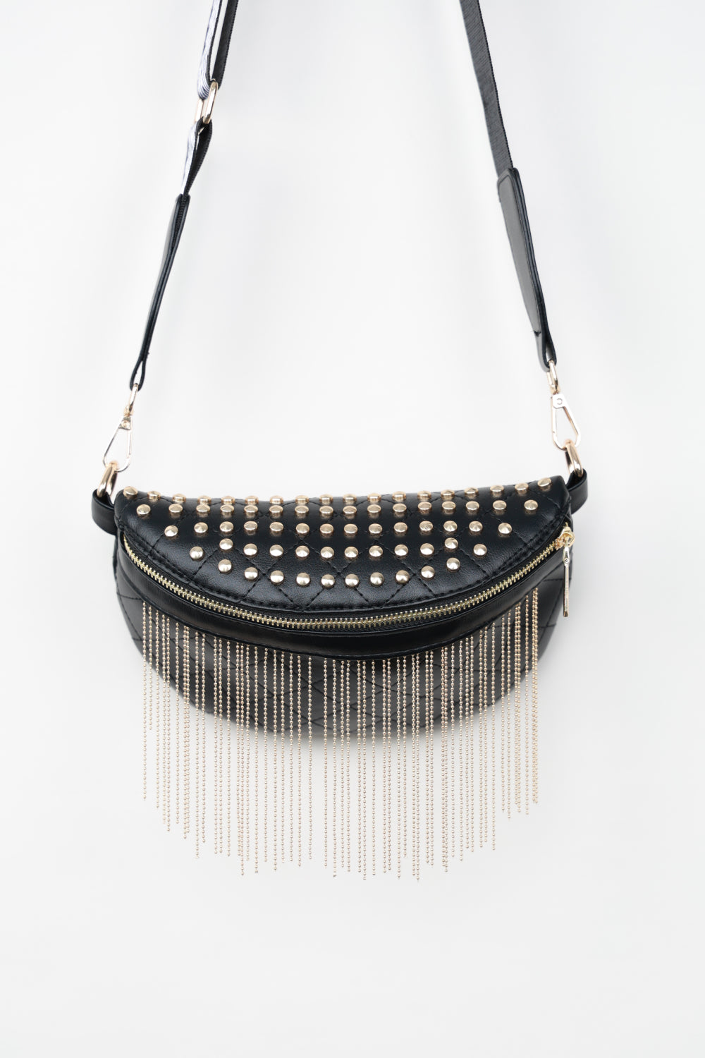 PU Leather Studded Sling Bag with Fringes - nailedmoms