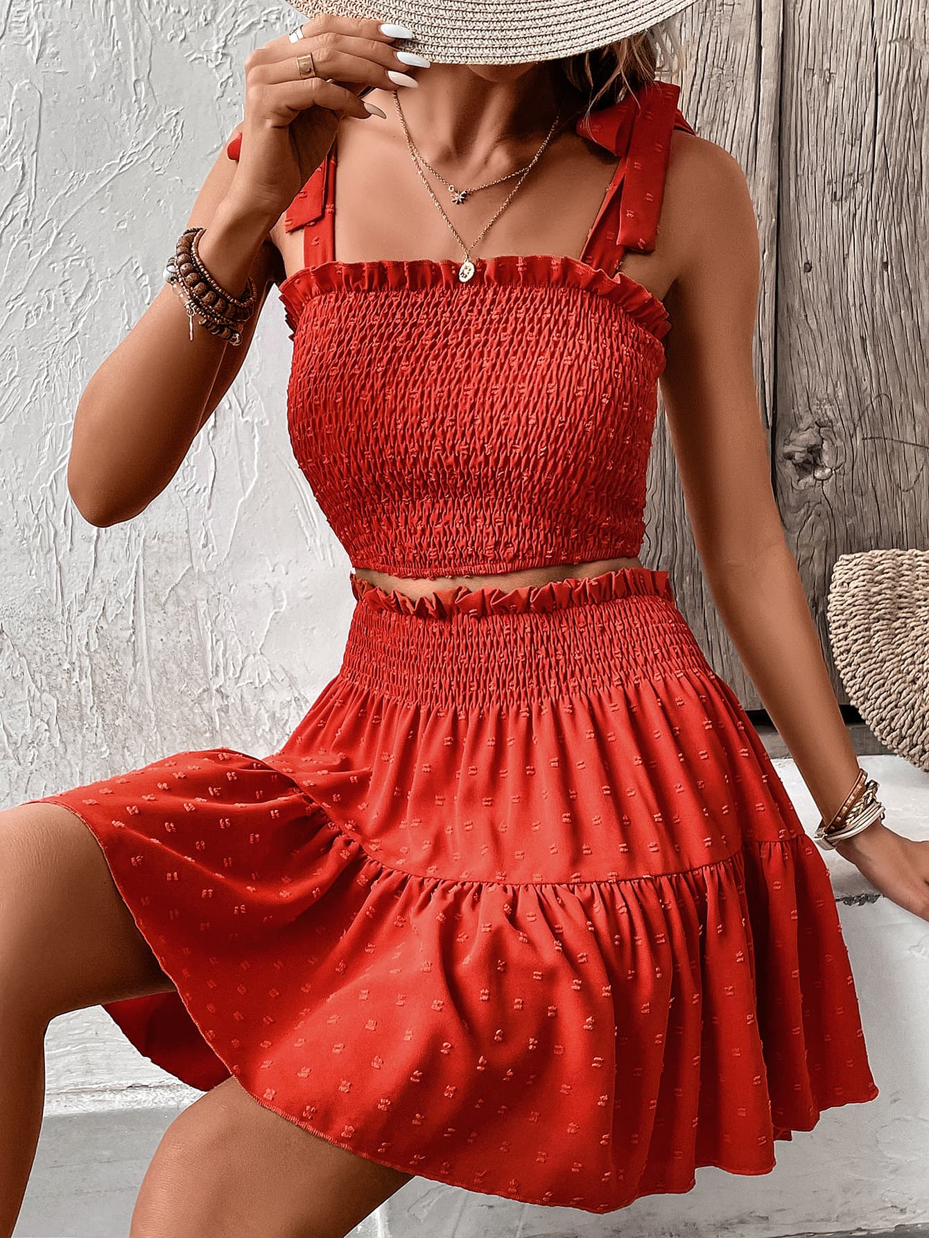 Smocked Tank and Frill Trim Skirt Set - nailedmoms