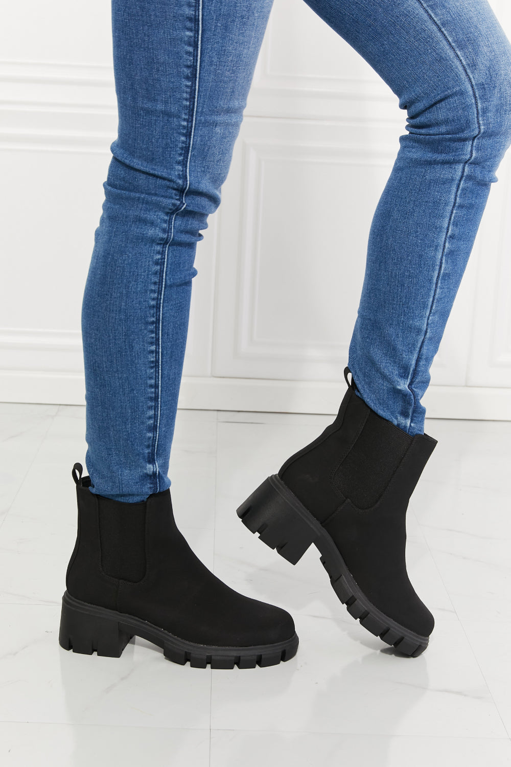 MMShoes Work For It Matte Lug Sole Chelsea Boots in Black - nailedmoms
