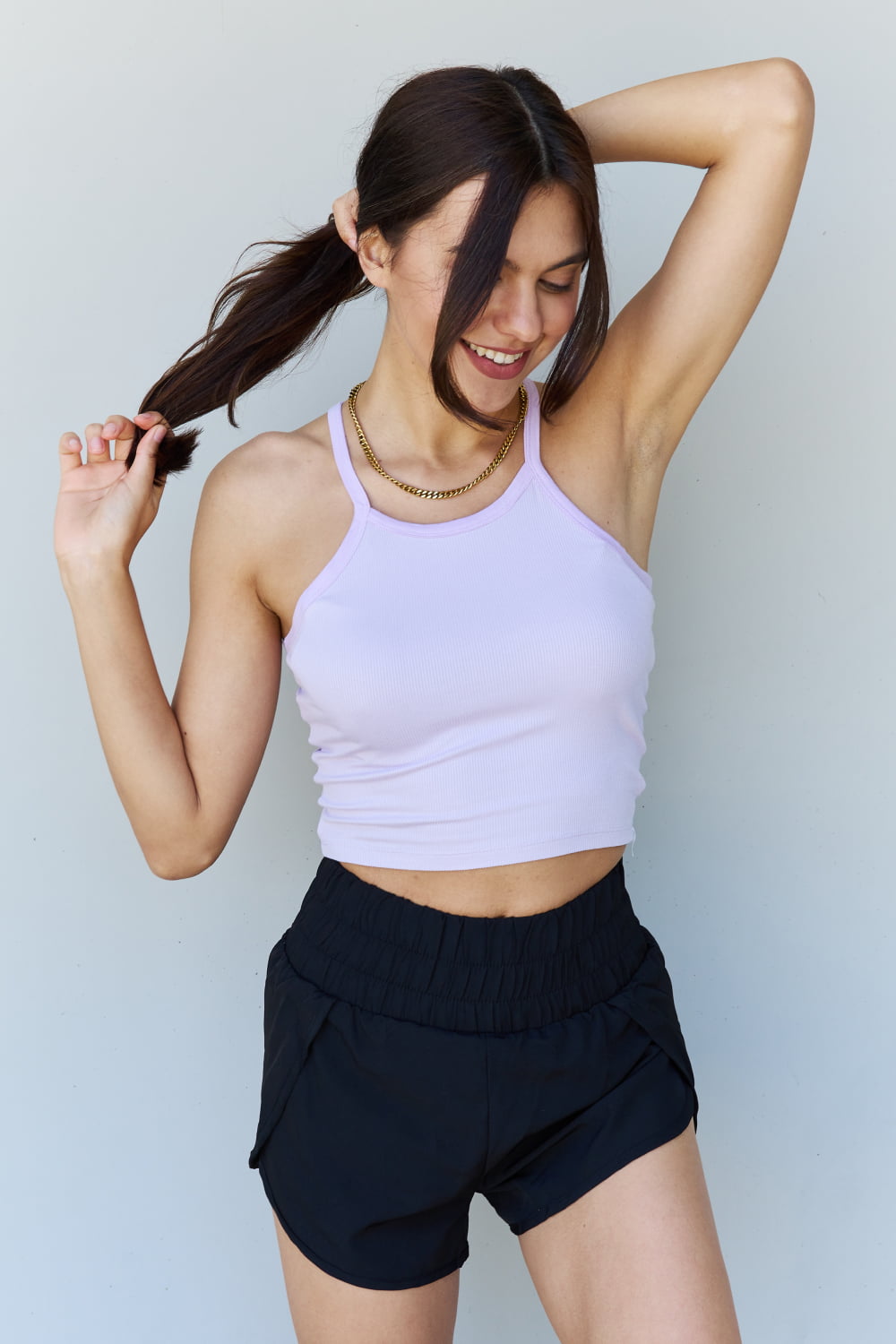 Ninexis Everyday Staple Soft Modal Short Strap Ribbed Tank Top in Lavender - nailedmoms