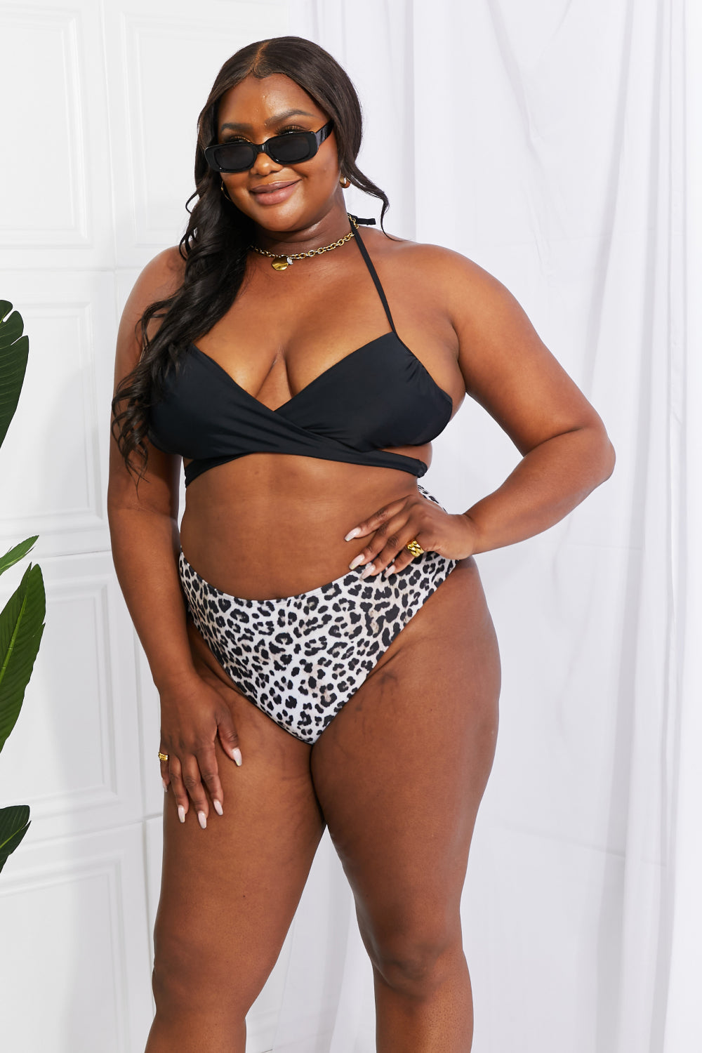 Marina West Swim Summer Splash Halter Bikini Set in Black - nailedmoms