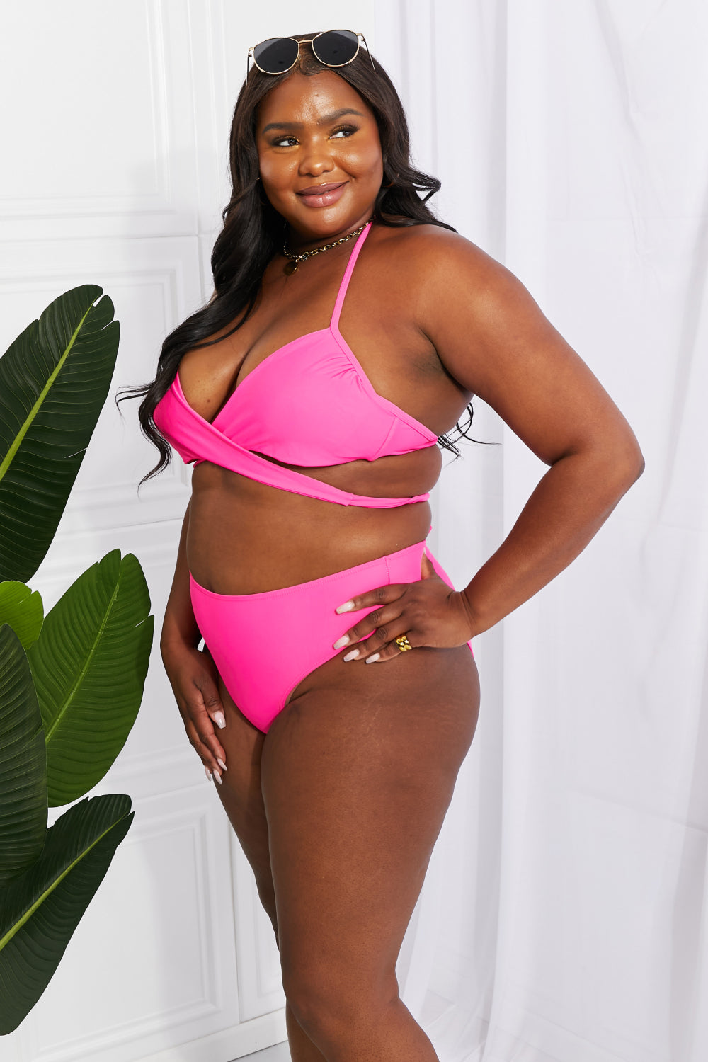 Marina West Swim Summer Splash Halter Bikini Set in Pink - nailedmoms
