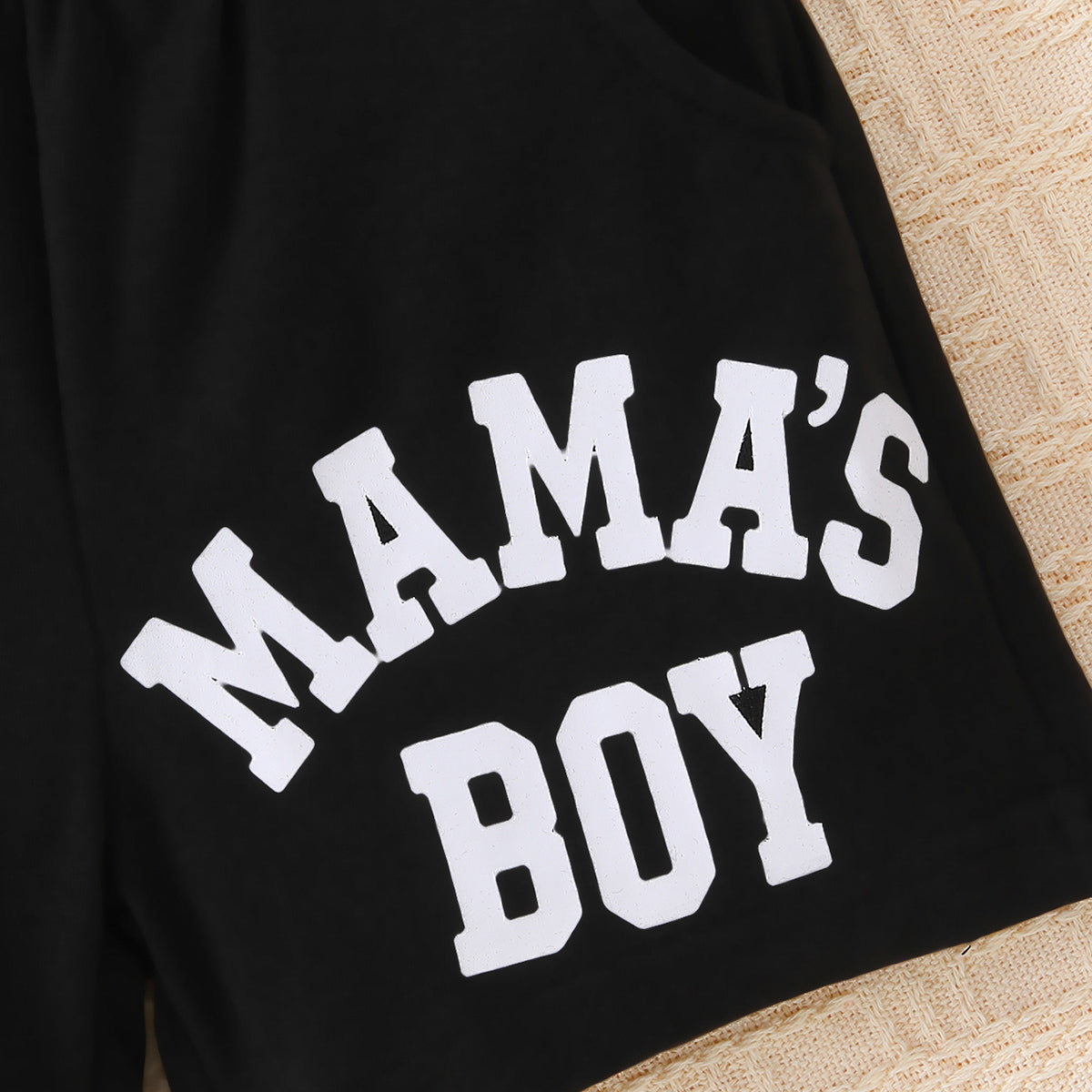Kids MAMA'S BOY Graphic Short Sleeve Hoodie and Shorts Set - nailedmoms