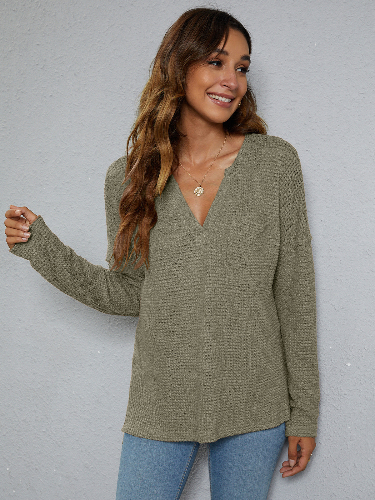 Dropped Shoulder High-Low Waffle-Knit Top - nailedmoms