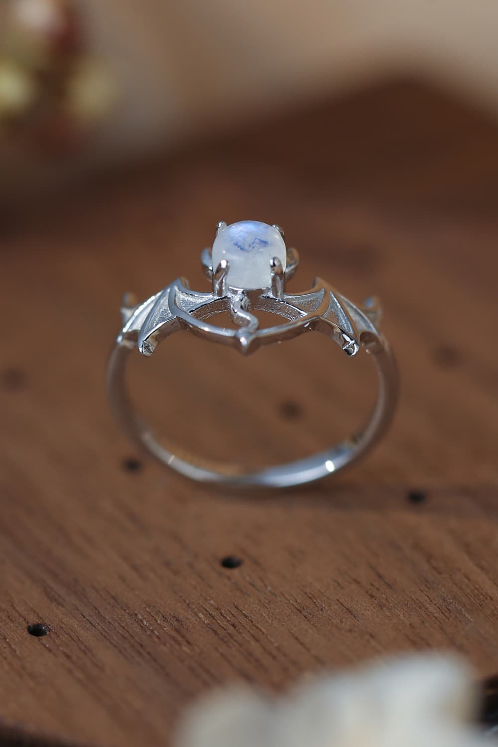 Moonstone Bat 925 Sterling Silver Ring - nailedmoms