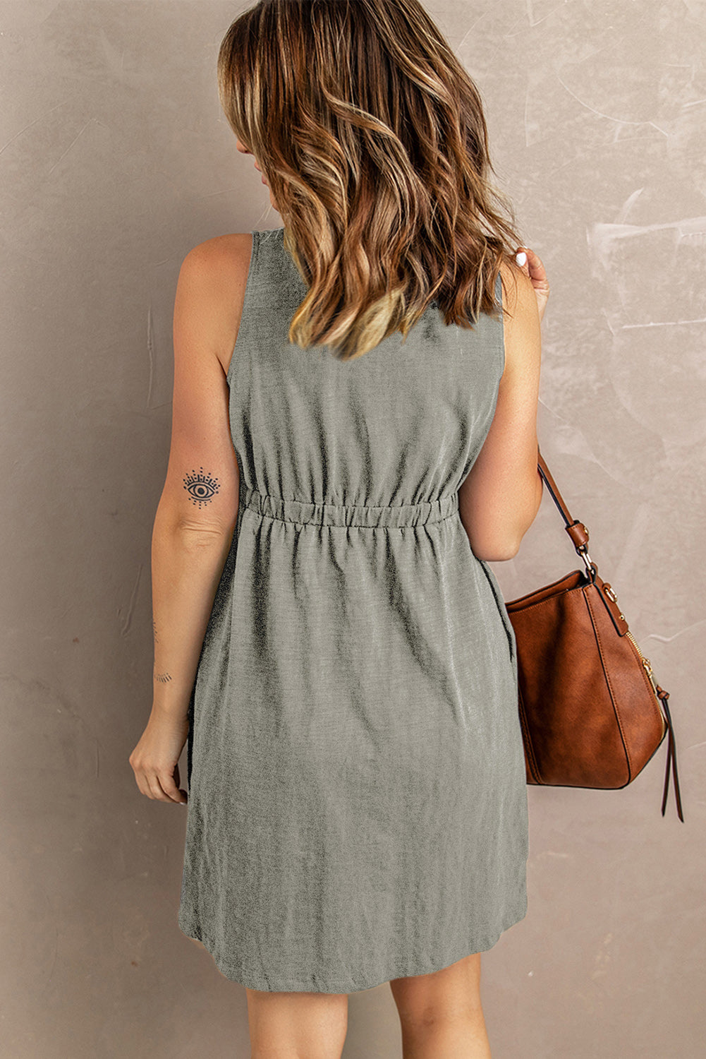 Sleeveless Button Down Mini Dress - nailedmoms