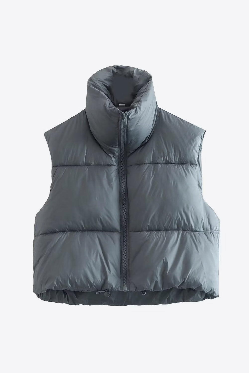 Zip-Up Drawstring Puffer Vest - nailedmoms