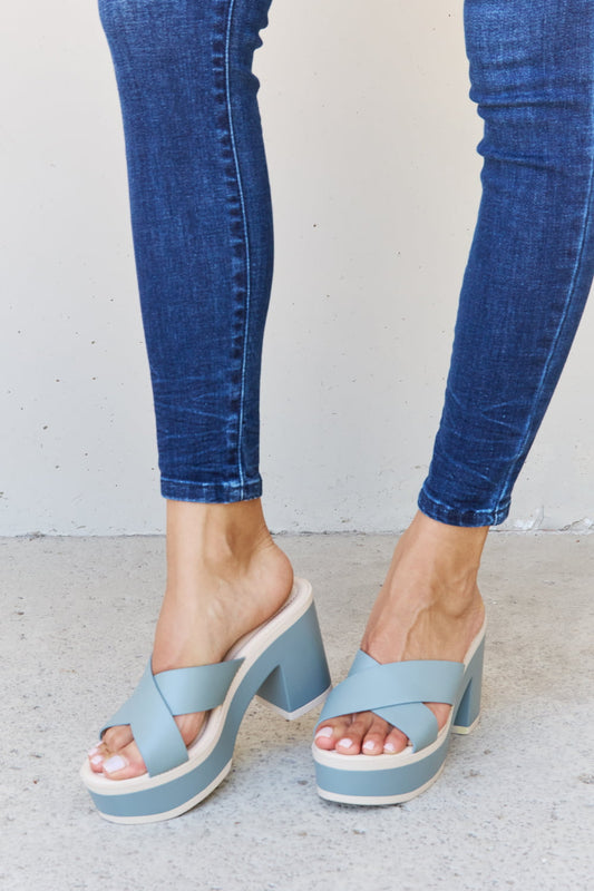 Weeboo Cherish The Moments Contrast Platform Sandals in Misty Blue - nailedmoms