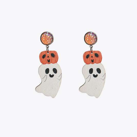 Ghost Shape Wooden Dangle Earrings - nailedmoms