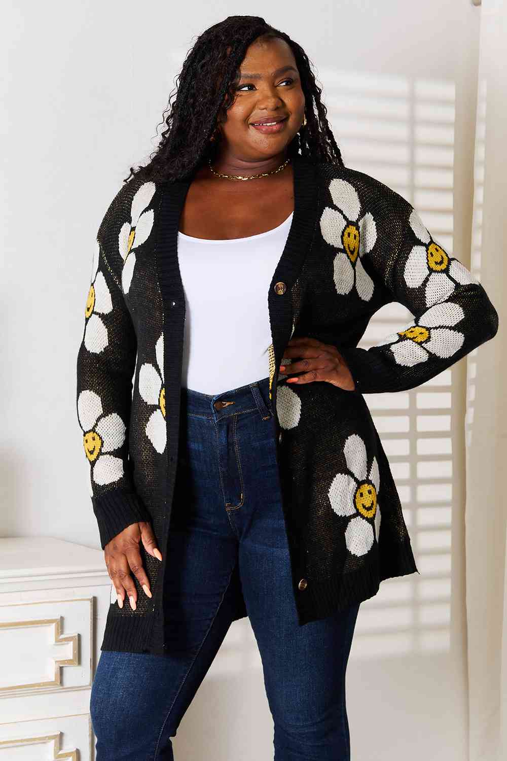 Double Take Floral Button Down Longline Cardigan - nailedmoms