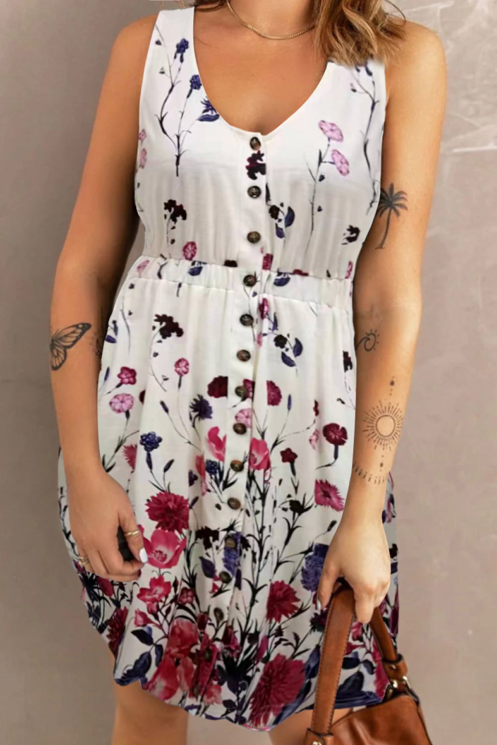 Double Take Scoop Neck Buttoned Sleeveless Magic Dress with Pockets - nailedmoms