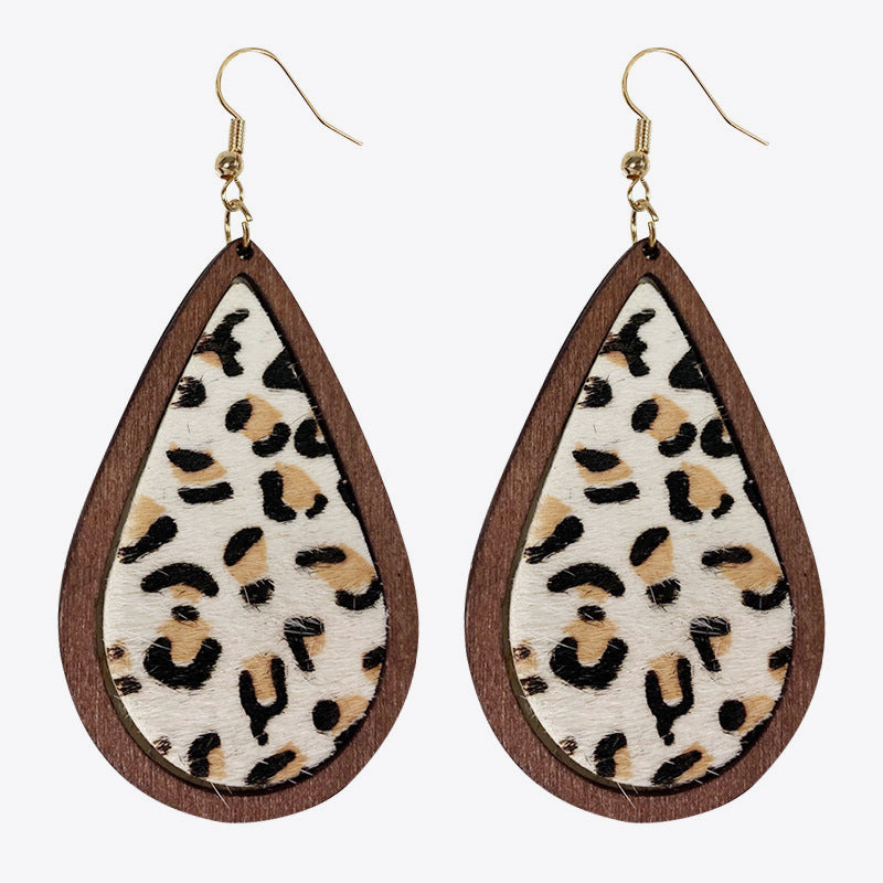 Teardrop Shape Wooden Dangle Earrings - nailedmoms