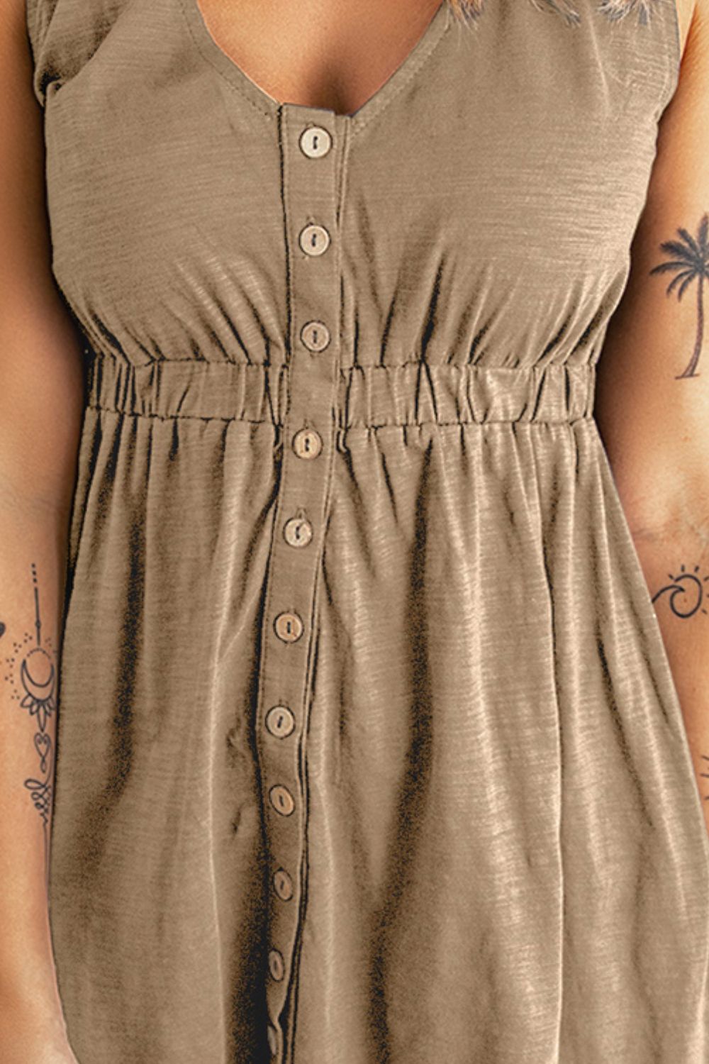 Sleeveless Button Down Mini Dress - nailedmoms