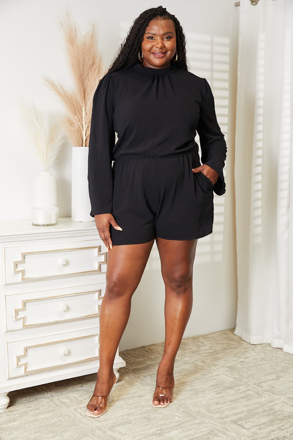 Culture Code Full Size Open Back Romper with Pockets - nailedmoms