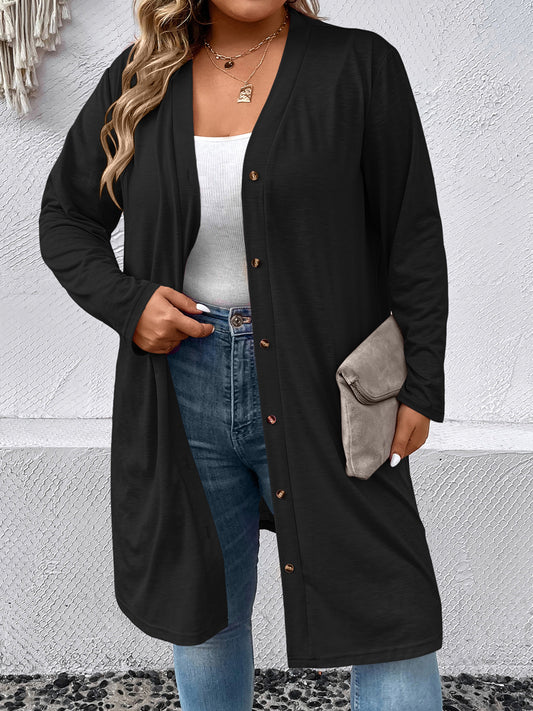 Plus Size Button Down Longline Cardigan - nailedmoms