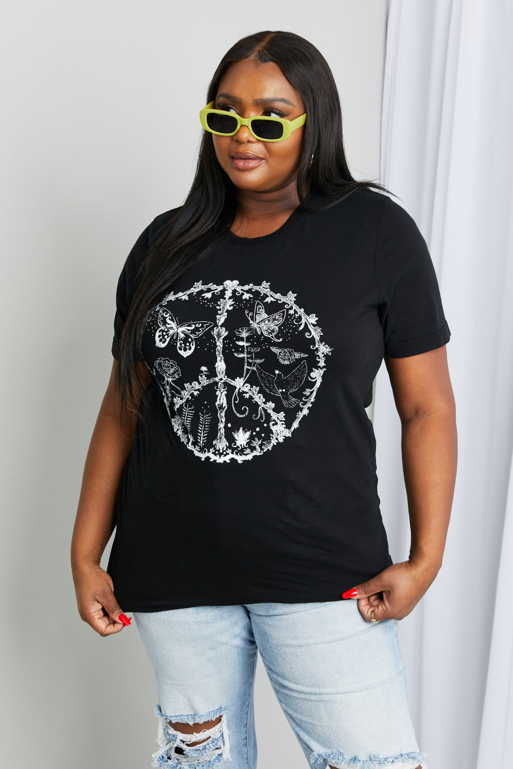 mineB Full Size Butterfly Graphic Tee Shirt - nailedmoms