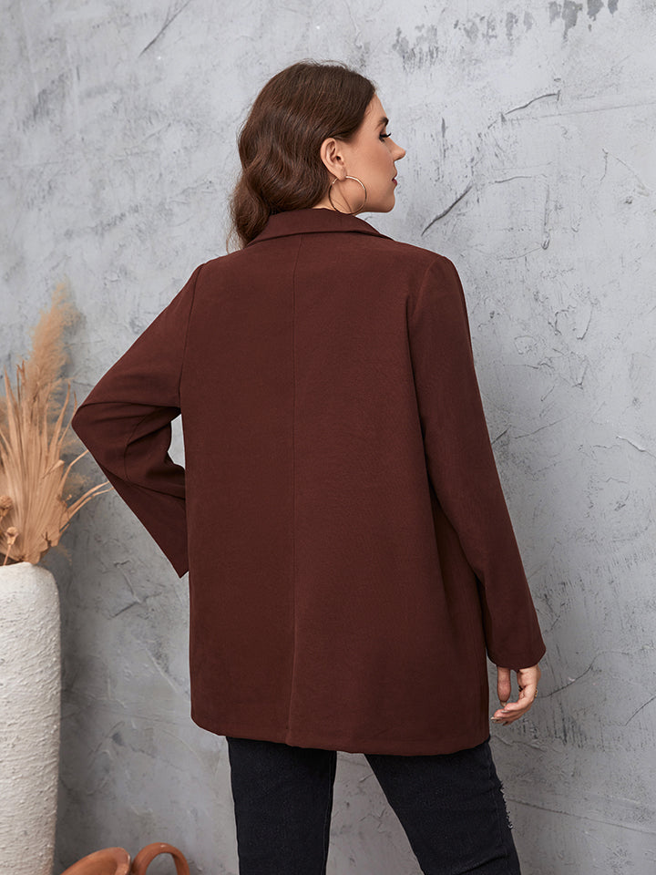 Plus Size Lapel Collar Long Sleeve Blazer - nailedmoms
