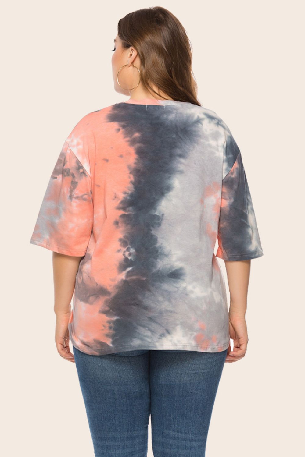 Plus Size Tie-Dye Half Sleeve Tee Shirt - nailedmoms