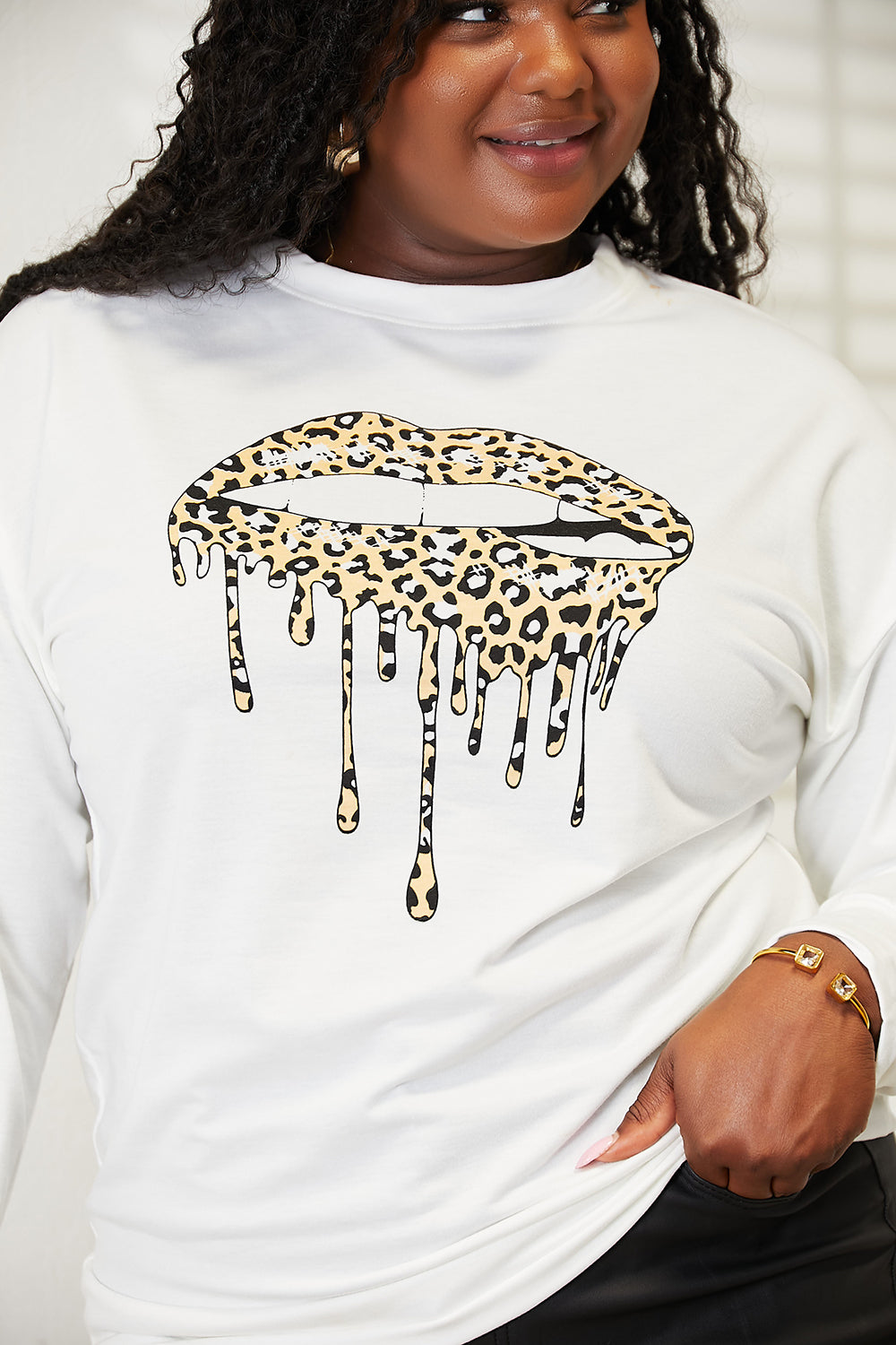 Double Take Graphic Dropped Shoulder Round Neck Sweatshirt - nailedmoms