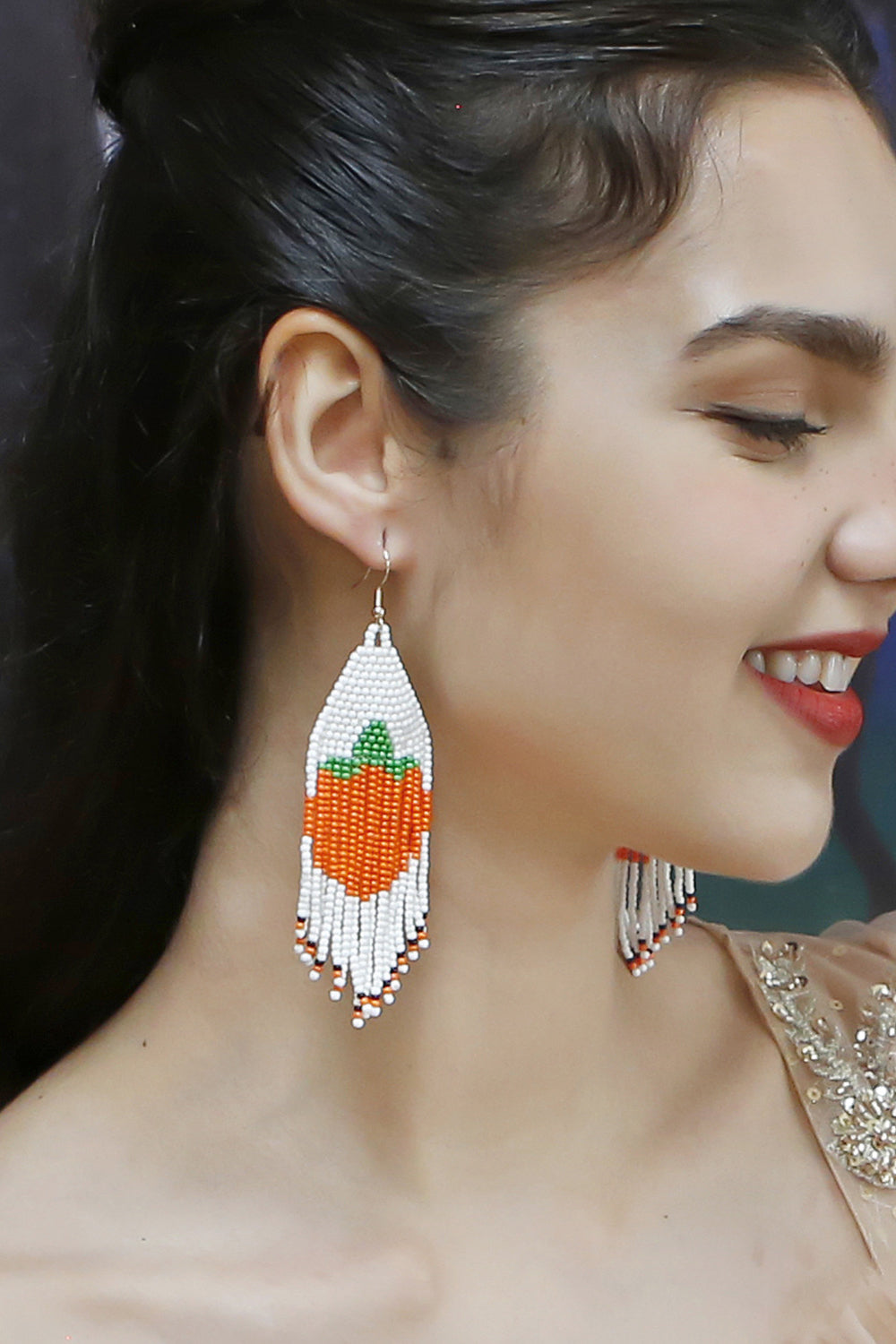 Beaded Fringe Dangle Earring - nailedmoms