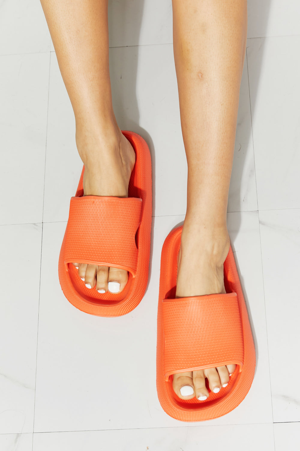 MMShoes Arms Around Me Open Toe Slide in Orange - nailedmoms