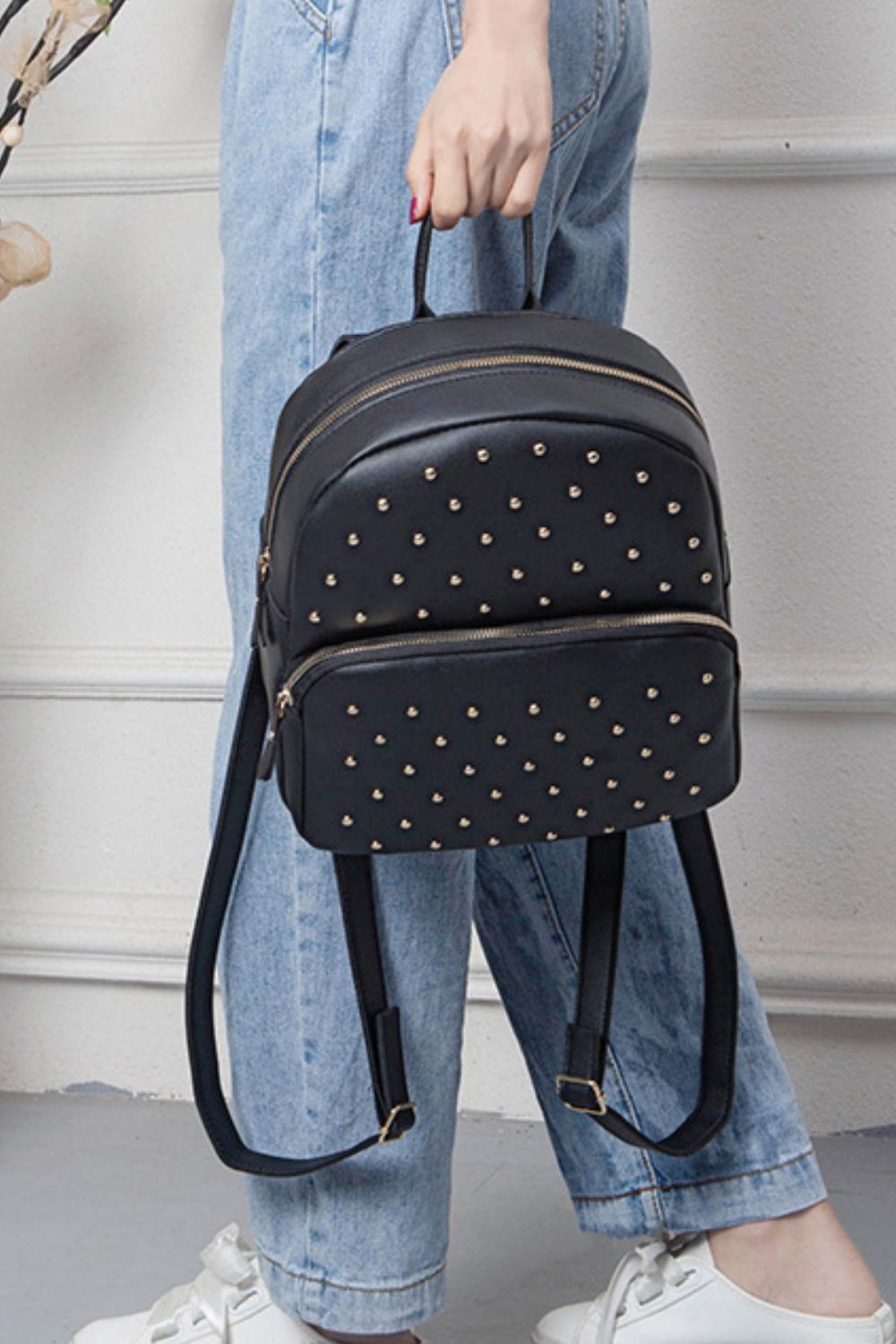 Studded PU Leather Backpack - nailedmoms