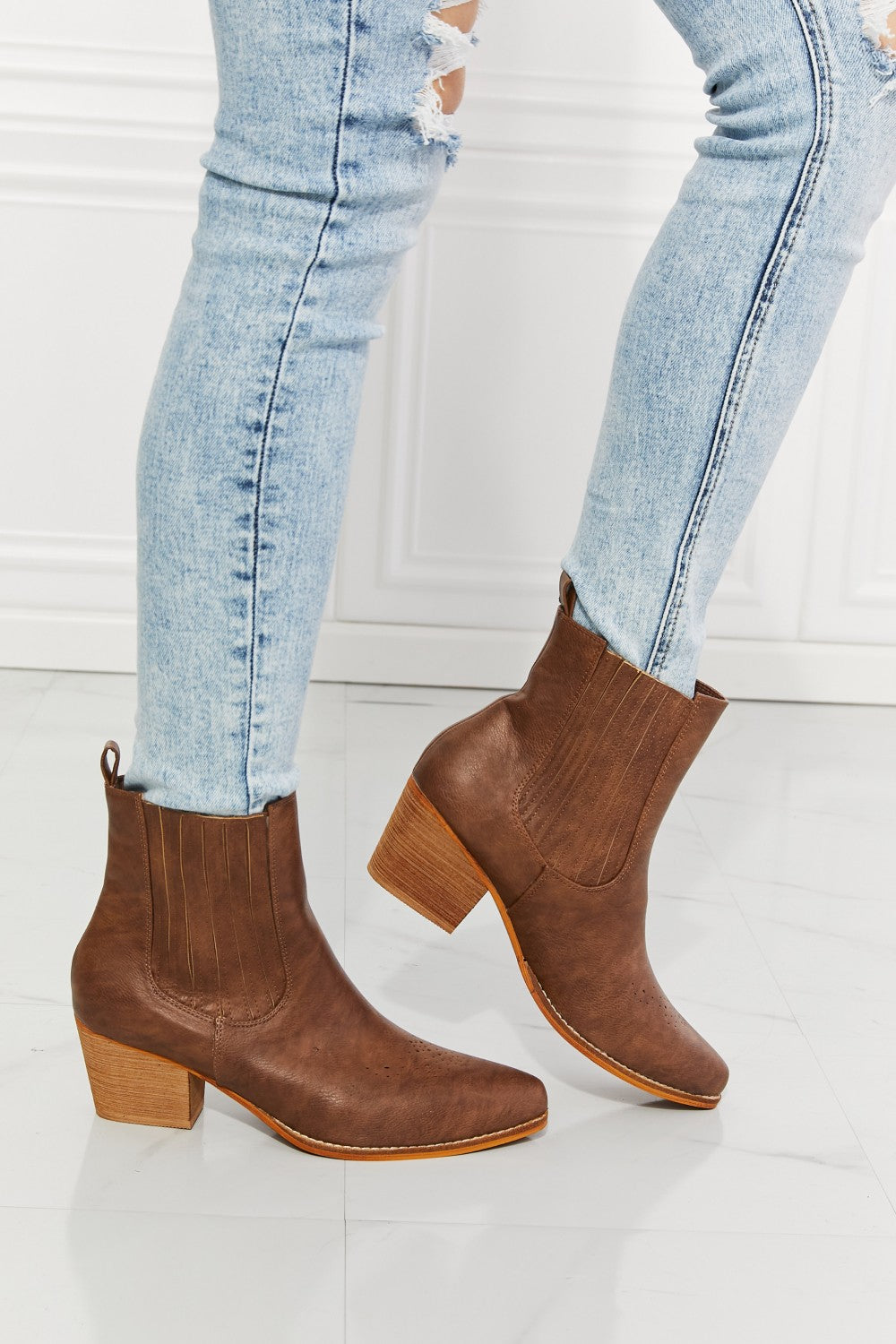 MMShoes Love the Journey Stacked Heel Chelsea Boot in Chestnut - nailedmoms