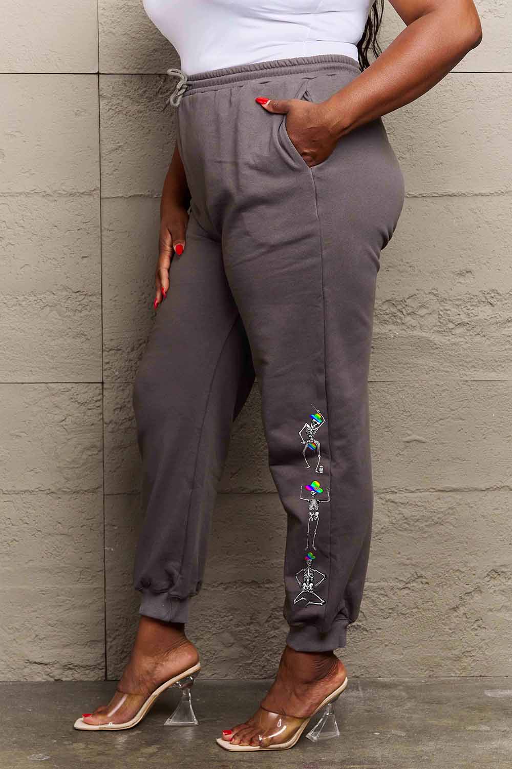 Simply Love Full Size SKELETON Graphic Sweatpants - nailedmoms