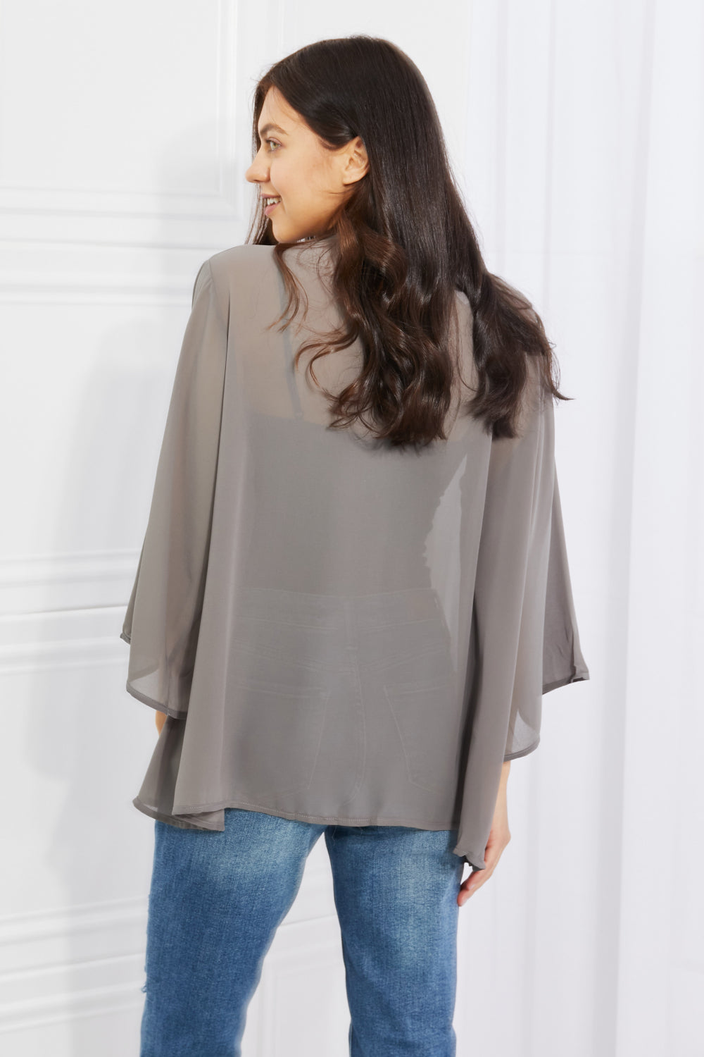 Melody Just Breathe Full Size Chiffon Kimono in Grey - nailedmoms