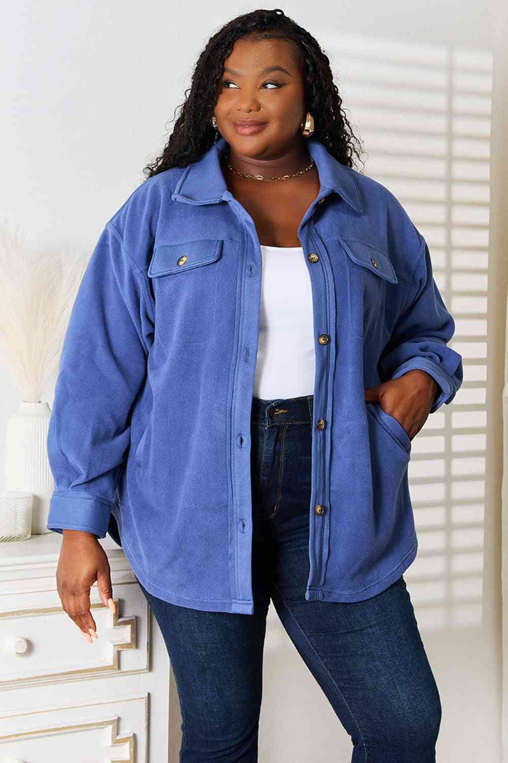 Heimish Cozy Girl Full Size Button Down Shacket - nailedmoms