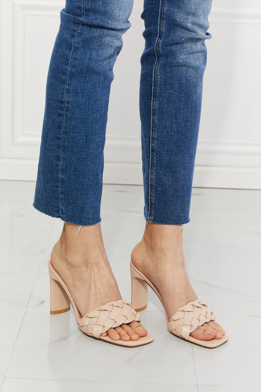 MMShoes Top of the World Braided Block Heel Sandals in Beige - nailedmoms