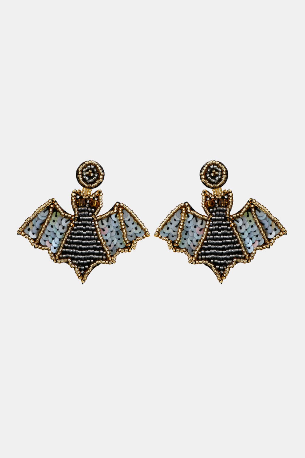 Bat Shape Beaded Dangle Earrings - nailedmoms